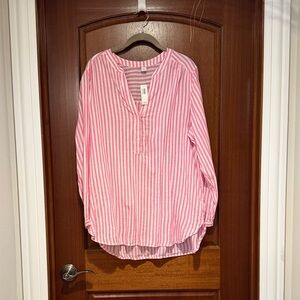 NWT XL Pink Striped Long Sleeve Tunic top